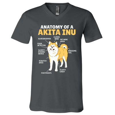 Akita Inu Anatomy Sweet Description Of A Akita Inu V-Neck T-Shirt