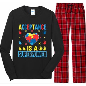 Acceptance Is A Superpower Autism Gift Long Sleeve Pajama Set