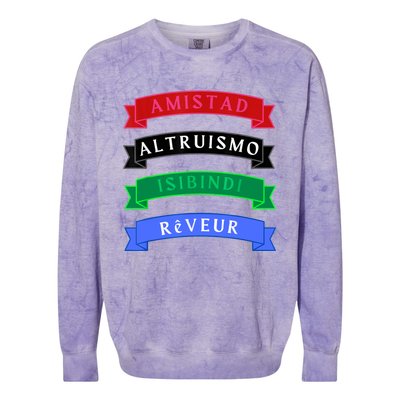 Amistad Isibindi Altruismo Reveur 4 Houses 1 Family Colorblast Crewneck Sweatshirt