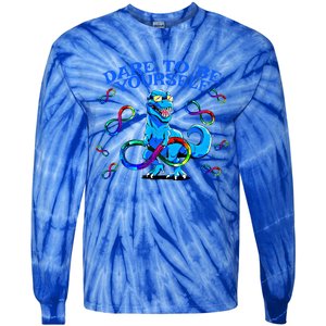 Autism Infinity Autism Trex Trex Infinity Dare To Be Yoursel Gift Tie-Dye Long Sleeve Shirt