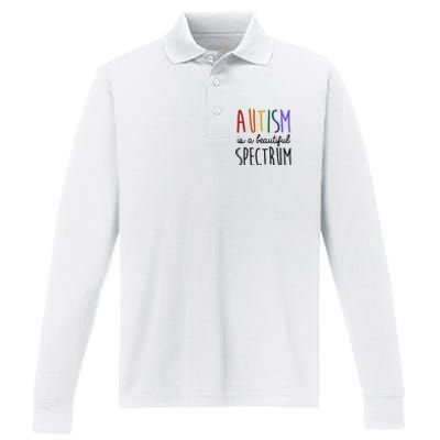 Autism Is A Beautiful Spectrum Awareness Performance Long Sleeve Polo