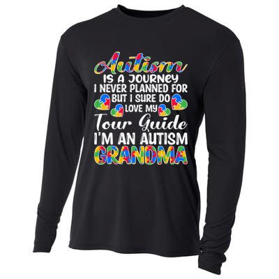Autism Is A Journey I Never Planned Autism Awareness Grandma Funny Gift Cooling Performance Long Sleeve Crew