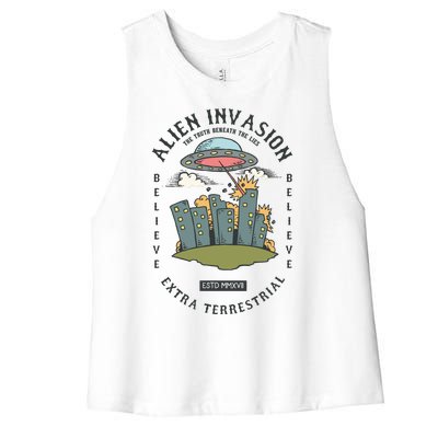 Alien Invasion Women's Racerback Cropped Tank