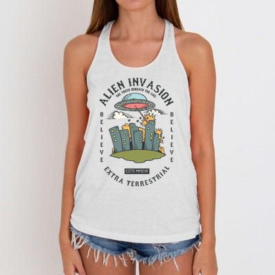 Alien Invasion Women's Knotted Racerback Tank