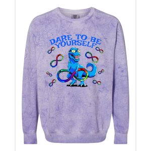 Autism Infinity Autism Trex Trex Infinity Dare To Be Yoursel Gift Colorblast Crewneck Sweatshirt