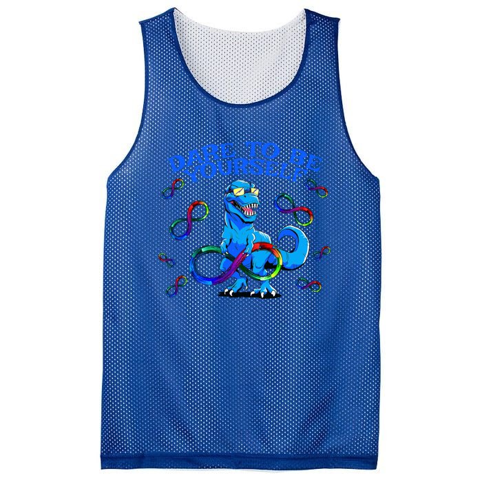 Autism Infinity Autism Trex Trex Infinity Dare To Be Yoursel Gift Mesh Reversible Basketball Jersey Tank