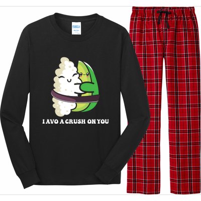 Avocado I Avo Crush On You Funny Sushi Phrase Japan Food Art Great Gift Long Sleeve Pajama Set