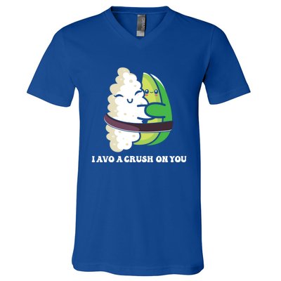 Avocado I Avo Crush On You Funny Sushi Phrase Japan Food Art Great Gift V-Neck T-Shirt