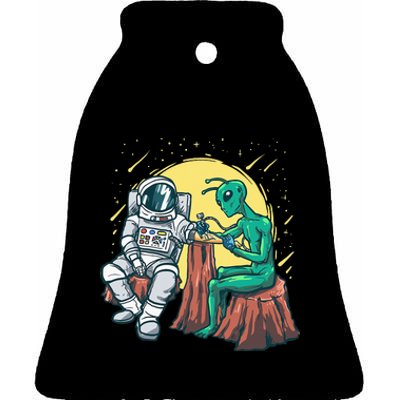 Alien Inking Astronaut Ink Funny Tattoo Artist Ceramic Bell Ornament