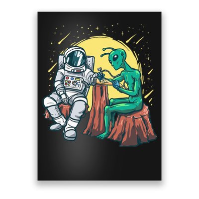 Alien Inking Astronaut Ink Funny Tattoo Artist Poster