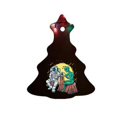 Alien Inking Astronaut Ink Funny Tattoo Artist Ceramic Tree Ornament