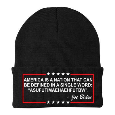 America Is A Nation That Can Be Defined In A Single Word Funny Joe Biden Quote Beanie
