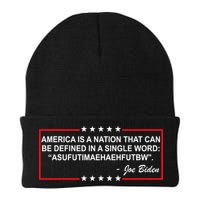 America Is A Nation That Can Be Defined In A Single Word Funny Joe Biden Quote Beanie