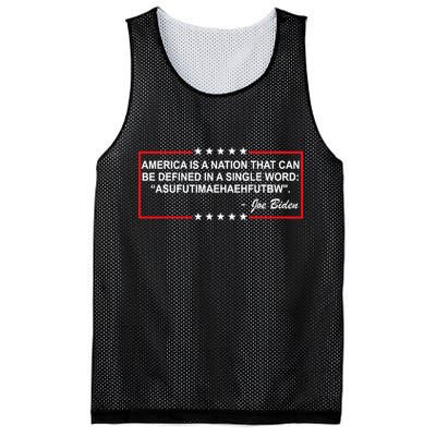 America Is A Nation That Can Be Defined In A Single Word Funny Joe Biden Quote Mesh Reversible Basketball Jersey Tank