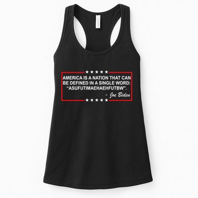 America Is A Nation That Can Be Defined In A Single Word Funny Joe Biden Quote Womens Tank Top