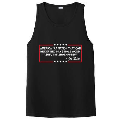 America Is A Nation That Can Be Defined In A Single Word Funny Joe Biden Quote PosiCharge Competitor Tank