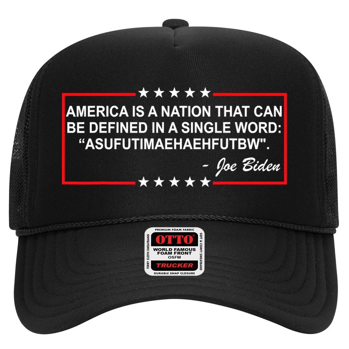 America Is A Nation That Can Be Defined In A Single Word Funny Joe Biden Quote Hat