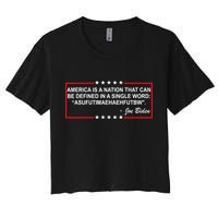 America Is A Nation That Can Be Defined In A Single Word Funny Joe Biden Quote Crop Top