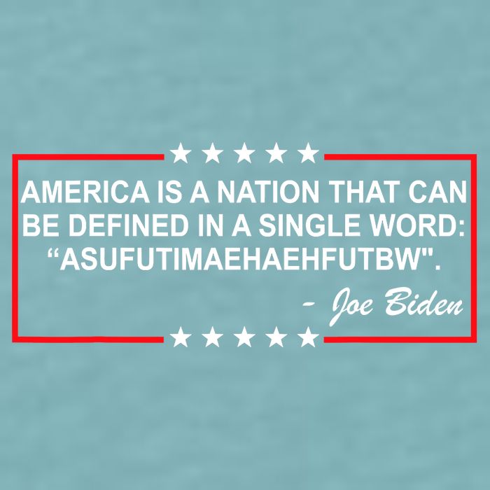 America Is A Nation That Can Be Defined In A Single Word Funny Joe Biden Quote Sueded Cloud Jersey T-Shirt