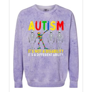 Autism It's A Different Ability Funny Dabbing Skeleton Colorblast Crewneck Sweatshirt