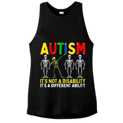 Autism It's A Different Ability Funny Dabbing Skeleton Ladies PosiCharge Tri-Blend Wicking Tank