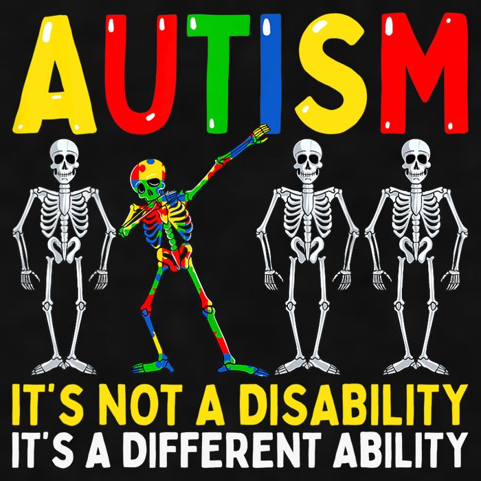 Autism It's A Different Ability Funny Dabbing Skeleton Ladies PosiCharge Tri-Blend Wicking Tank