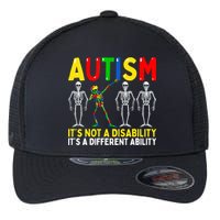 Autism It's A Different Ability Funny Dabbing Skeleton Flexfit Unipanel Trucker Cap