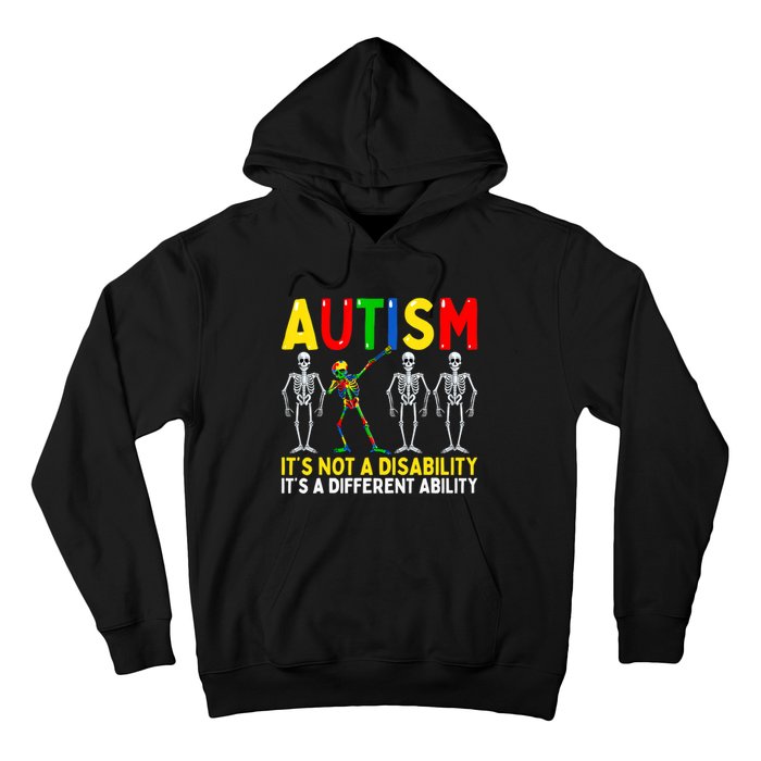 Autism It's A Different Ability Funny Dabbing Skeleton Hoodie