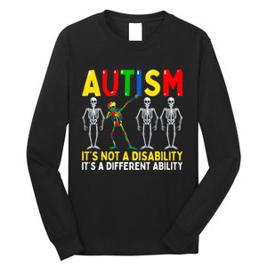 Autism It's A Different Ability Funny Dabbing Skeleton Long Sleeve Shirt