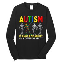 Autism It's A Different Ability Funny Dabbing Skeleton Long Sleeve Shirt