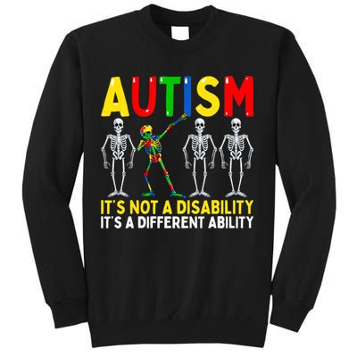 Autism It's A Different Ability Funny Dabbing Skeleton Sweatshirt