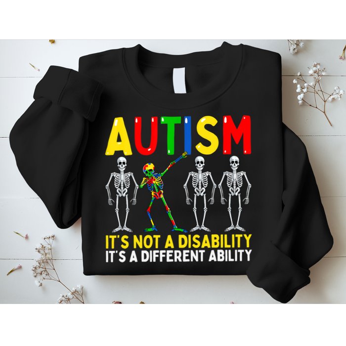 Autism It's A Different Ability Funny Dabbing Skeleton Sweatshirt
