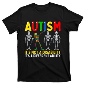 Autism It's A Different Ability Funny Dabbing Skeleton T-Shirt