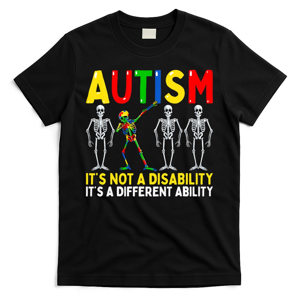Autism It's A Different Ability Funny Dabbing Skeleton T-Shirt