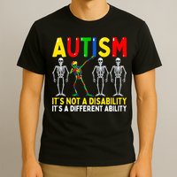 Autism It's A Different Ability Funny Dabbing Skeleton T-Shirt