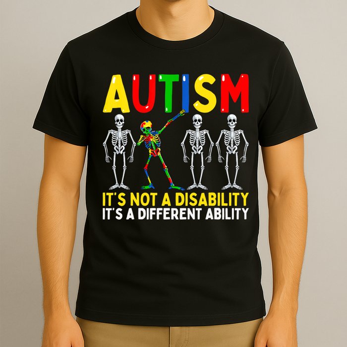Autism It's A Different Ability Funny Dabbing Skeleton T-Shirt