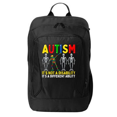 Autism It's A Different Ability Funny Dabbing Skeleton City Backpack