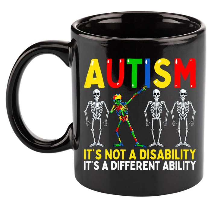Autism It's A Different Ability Funny Dabbing Skeleton 11oz C Handle Ceramic Mug