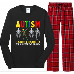 Autism It's A Different Ability Funny Dabbing Skeleton Long Sleeve Pajama Set