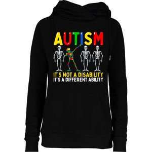 Autism It's A Different Ability Funny Dabbing Skeleton Womens Funnel Neck Pullover Hood