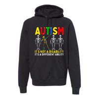 Autism It's A Different Ability Funny Dabbing Skeleton Premium Hoodie