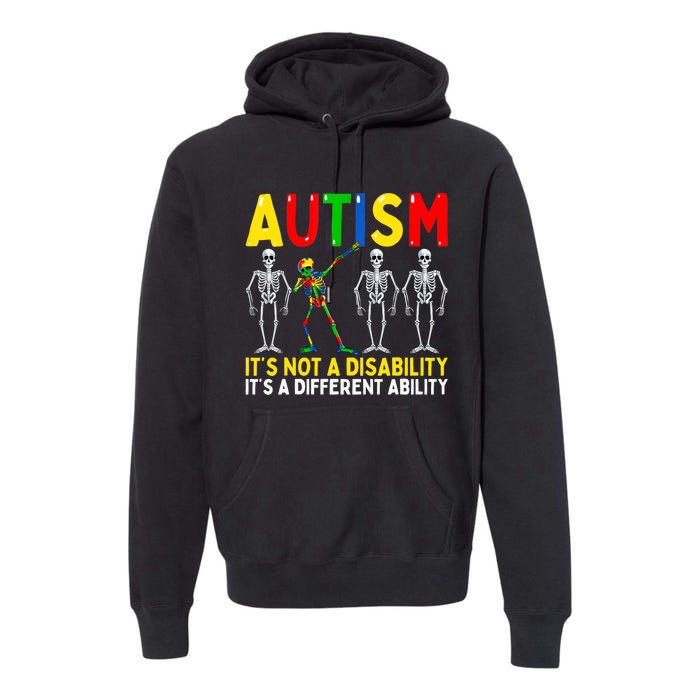 Autism It's A Different Ability Funny Dabbing Skeleton Premium Hoodie