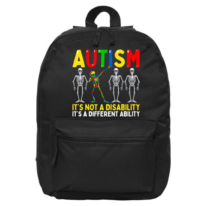Autism It's A Different Ability Funny Dabbing Skeleton 16 in Basic Backpack