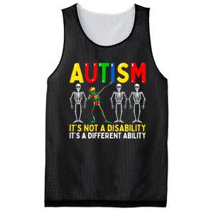 Autism It's A Different Ability Funny Dabbing Skeleton Mesh Reversible Basketball Jersey Tank