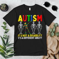 Autism It's A Different Ability Funny Dabbing Skeleton Premium T-Shirt