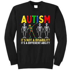 Autism It's A Different Ability Funny Dabbing Skeleton Tall Sweatshirt