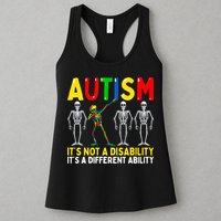 Autism It's A Different Ability Funny Dabbing Skeleton Womens Tank Top