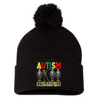 Autism It's A Different Ability Funny Dabbing Skeleton Pom Pom 12in Knit Beanie