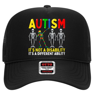 Autism It's A Different Ability Funny Dabbing Skeleton Trucker Hat