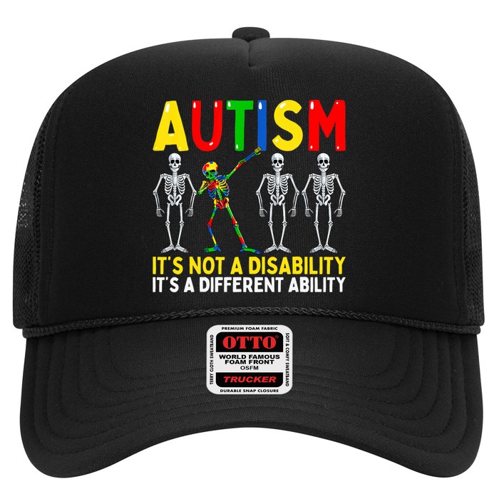 Autism It's A Different Ability Funny Dabbing Skeleton Trucker Hat
